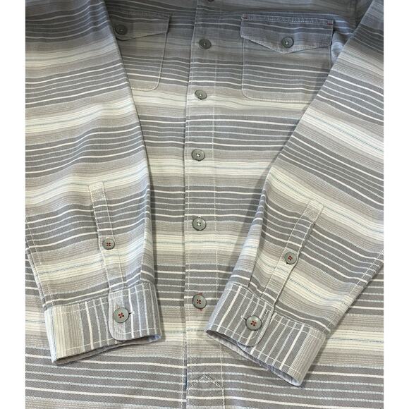 Tommy Bahama Relax Island Modern Fit Striped Men’s Shirt Sz Medium Cream/Brown - Picture 5 of 15